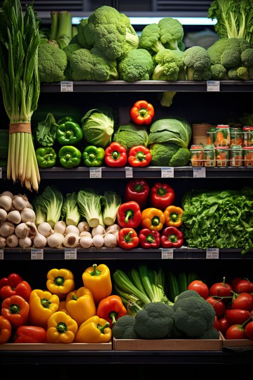 农产品新鲜蔬菜货架摄影图